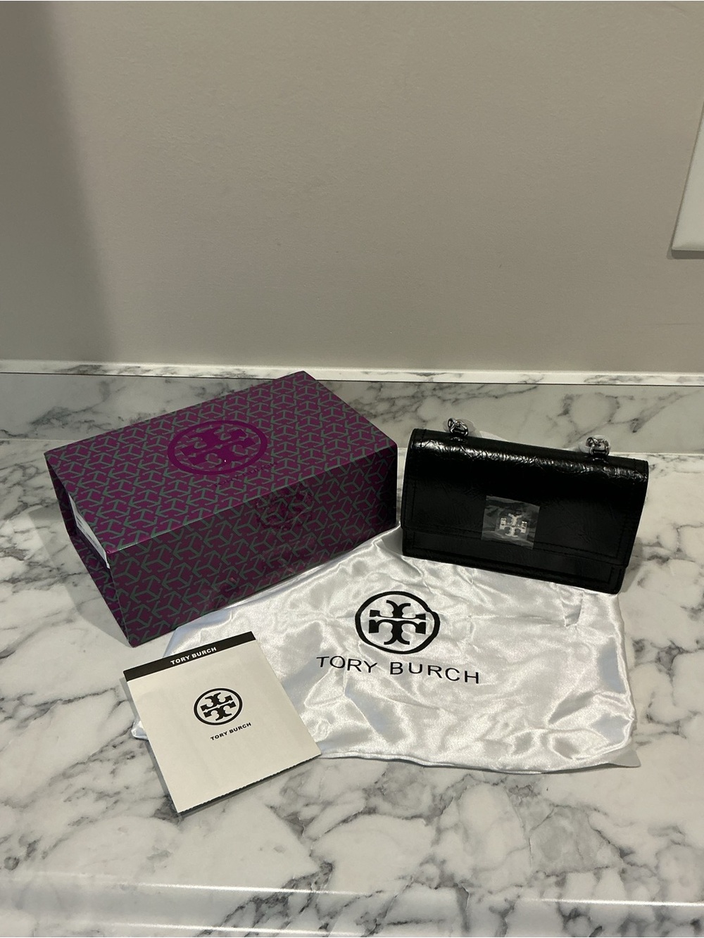 Tory Burch Black Patent Leather Chain Satchel